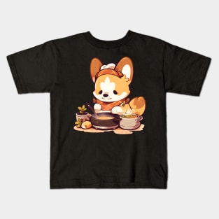 Cute Corgi Cooking Kids T-Shirt